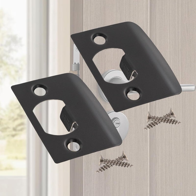 Xorim 12 PCS Door Strike Plate, Strike Plate with 24*Reinforced Screws, Door Plates for Interior Doors for Knob or Latch, Matte Black Finish - Image 5